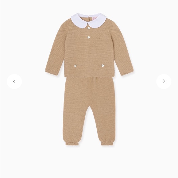 La Coqueta Camel Fonzo Morino Baby Knitted Set | Baby Girl 0-3 Mo - Picture 2 of 10